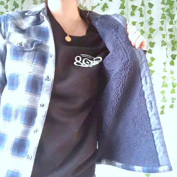 Sherpa lined blue flannel jacket - Picture 3 of 4